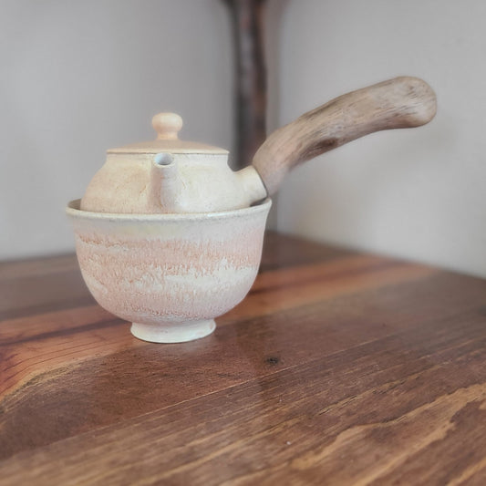 110ml Rose Agate teapot with a matching cup