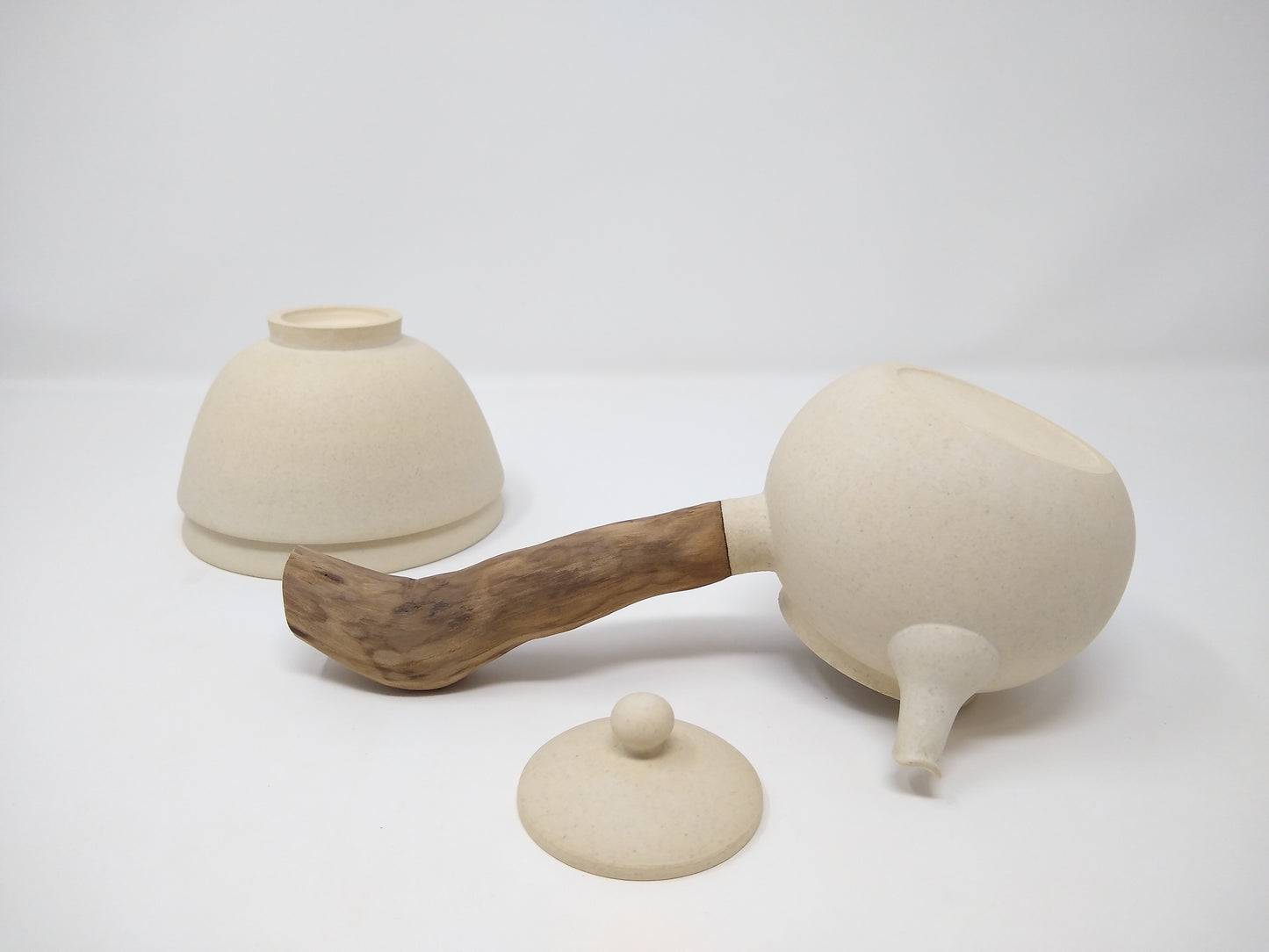310ml Eggshell White Kyusu with two matching bowls