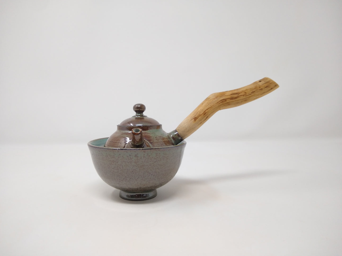 150ml Iridescent Kyusu with a matching bowl