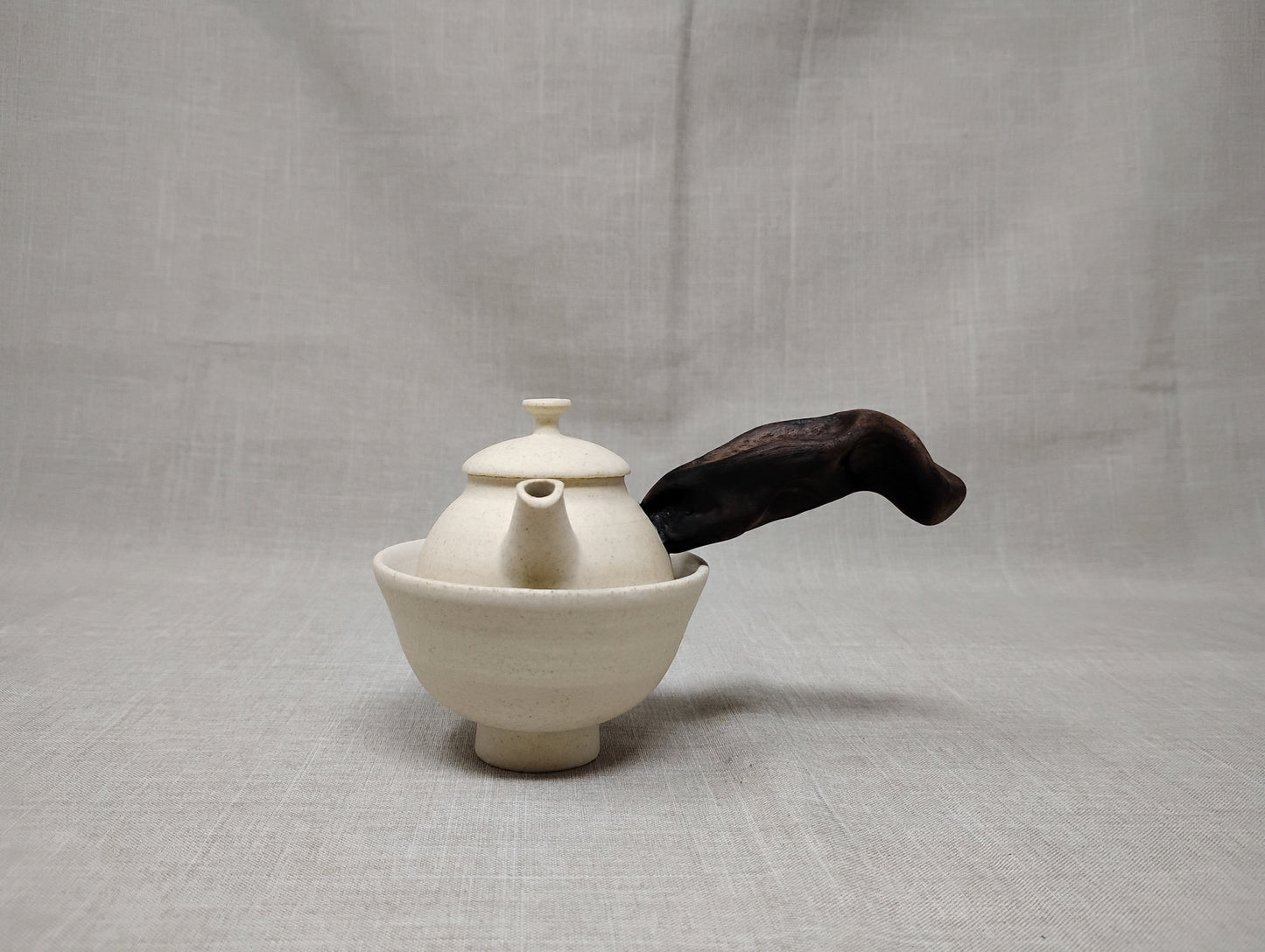65ml Eggshell White Kyusu and a matching cup