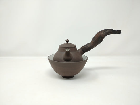 280ml Dark Chocolate Kyusu with a matching bowl