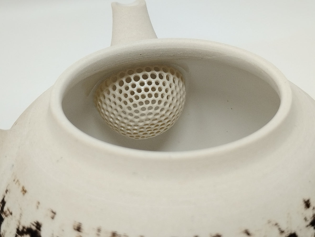 290ml Chattered Porcelain Kyusu with two matching bowls