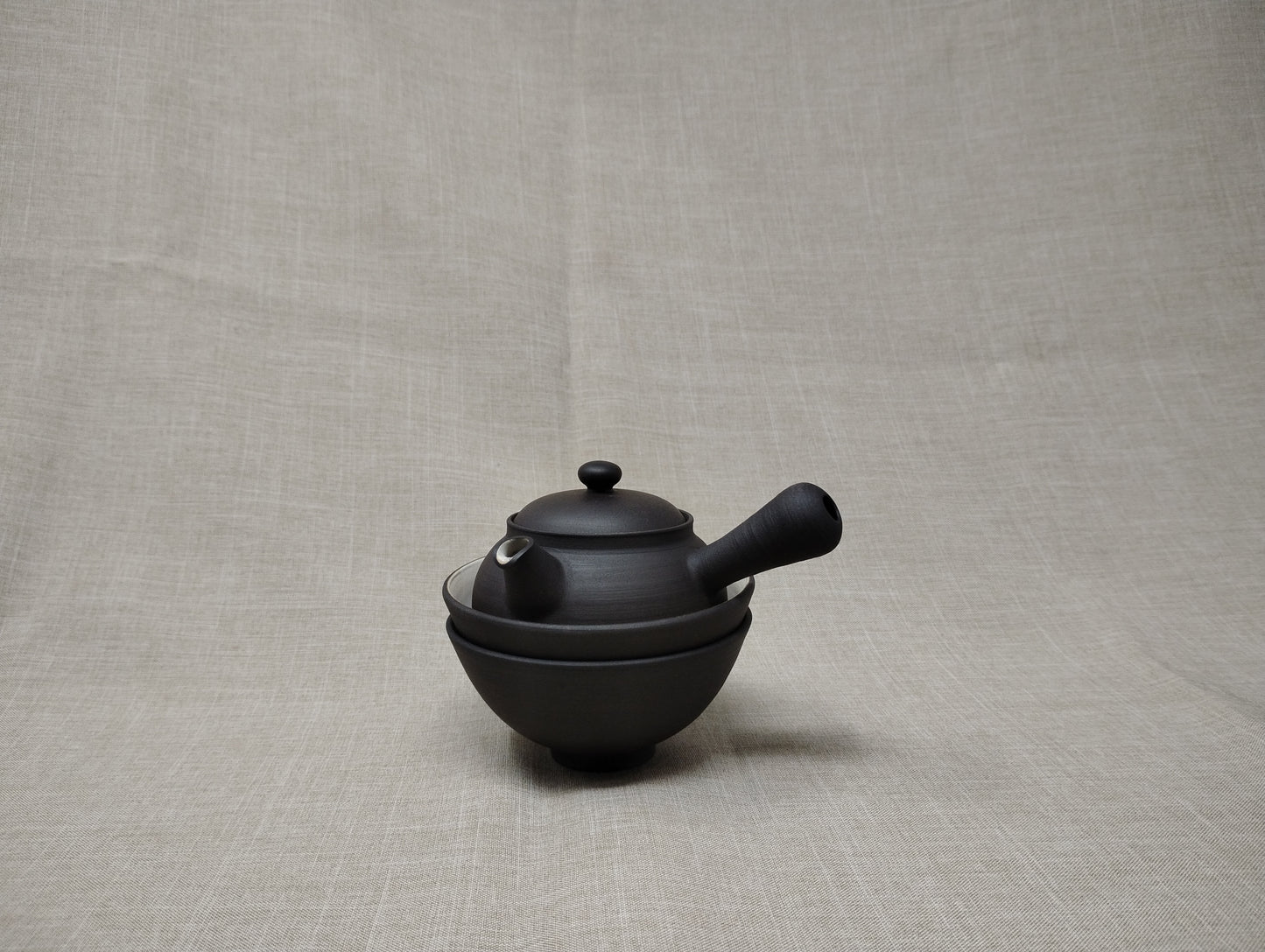 110ml Black Kyusu with two matching cups