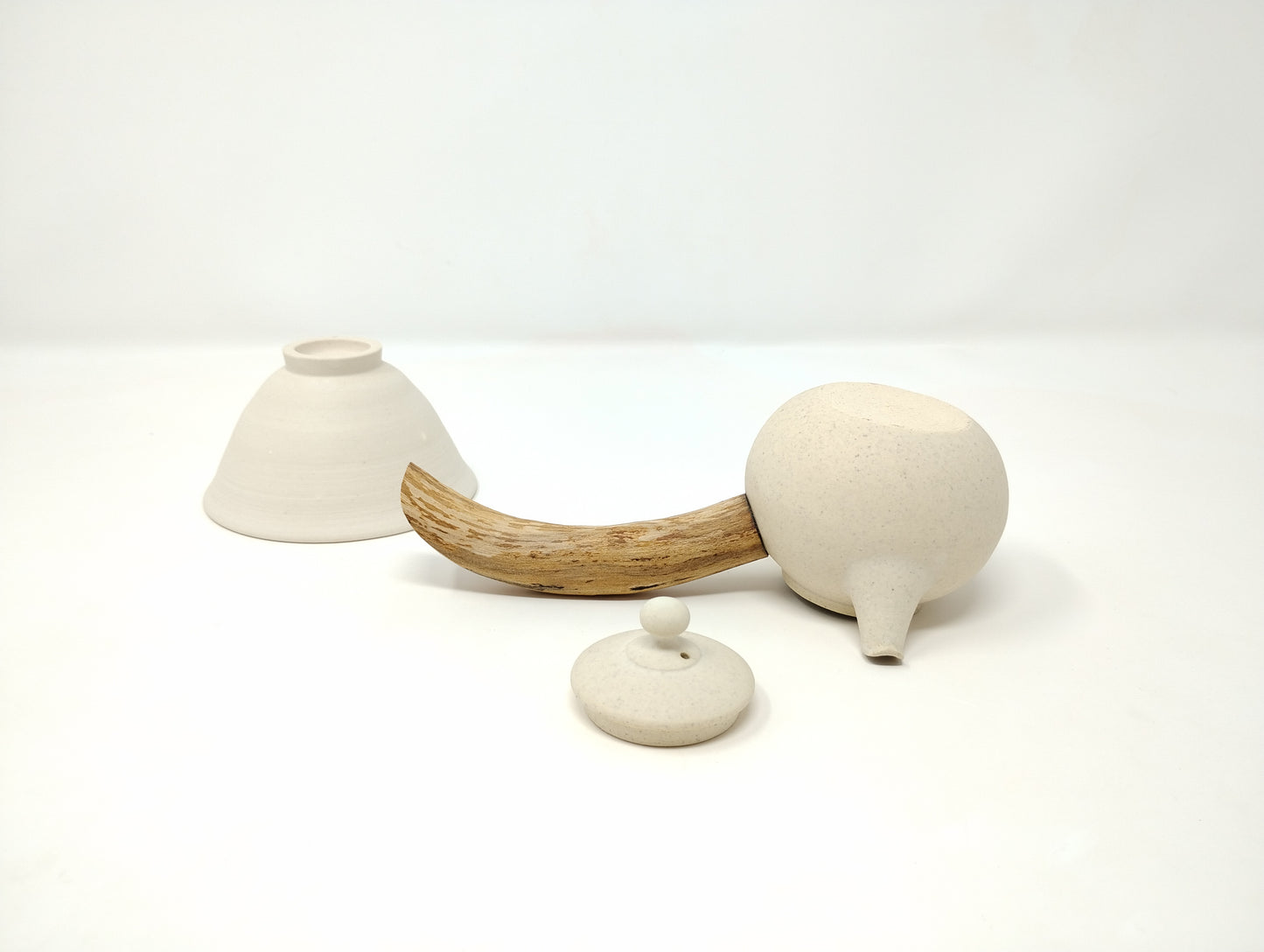 120ml Eggshell White Kyusu and a matching cup