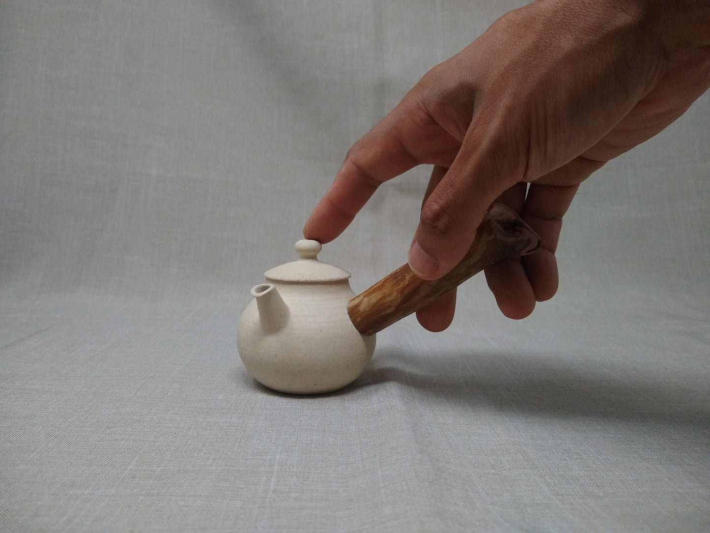 80ml Eggshell White Kyusu and a matching bowl