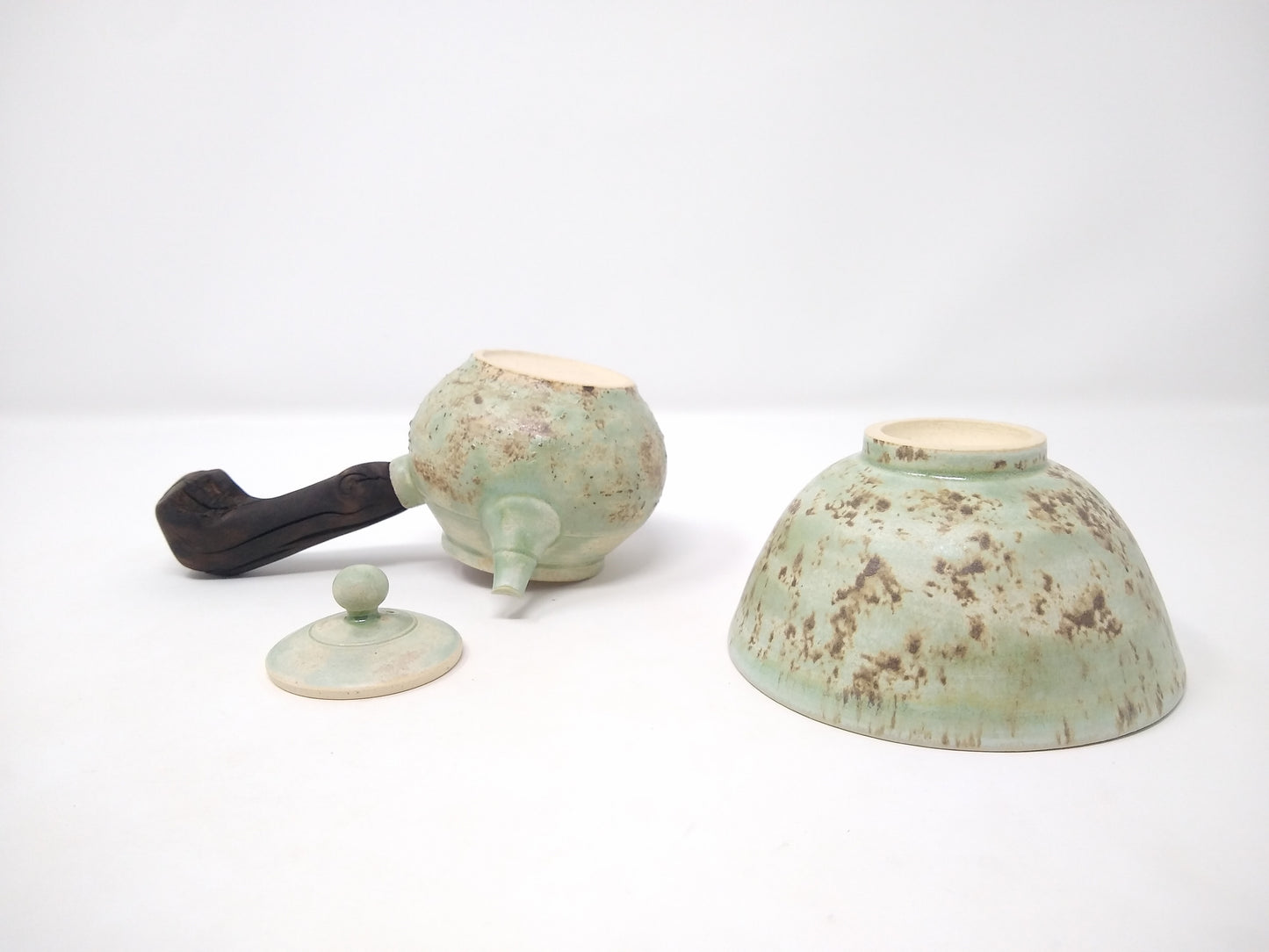 180ml "Emerald Mist" Kyusu with a matching bowl