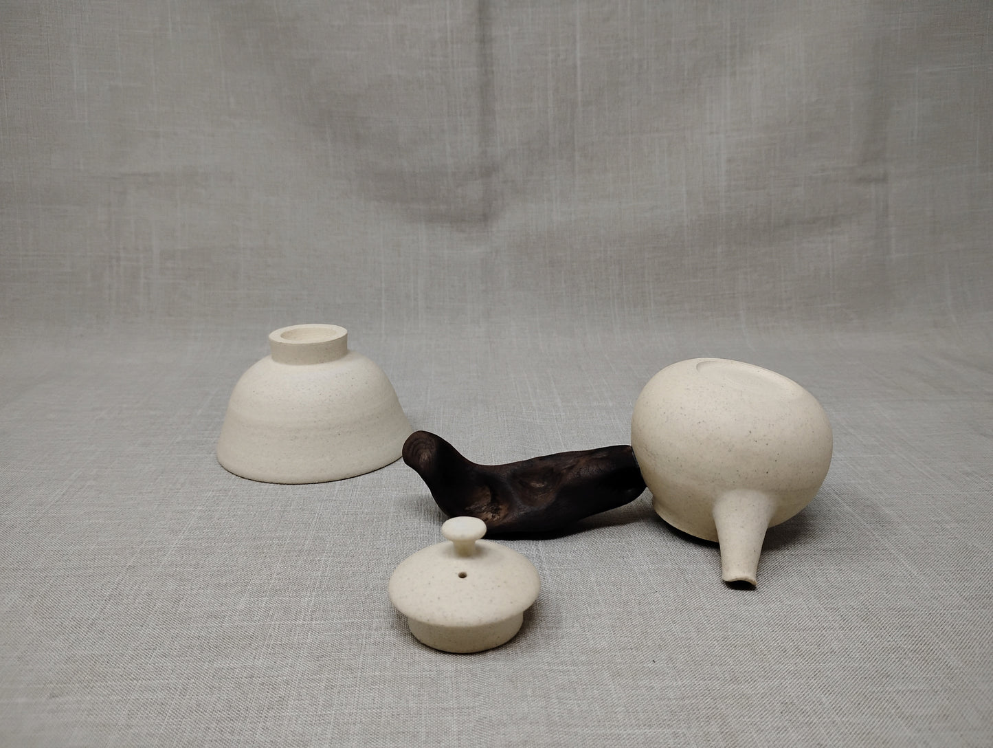 65ml Eggshell White Kyusu and a matching cup