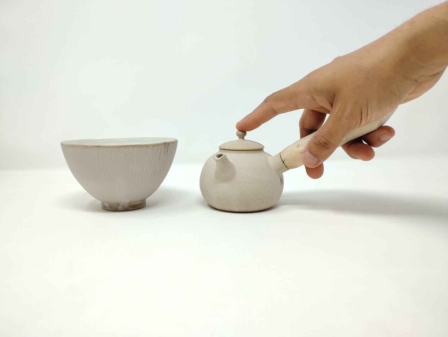 190ml "White Ash" Kyusu and a matching bowl