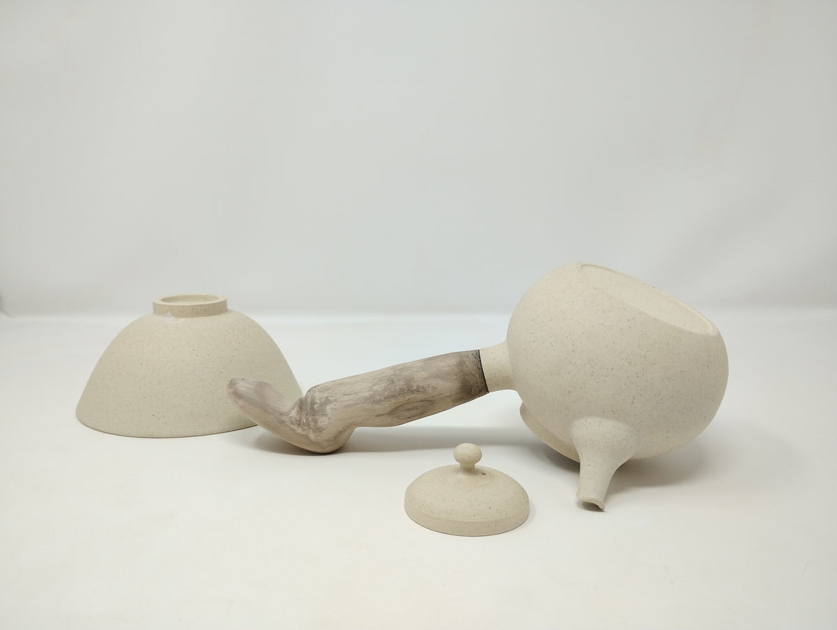 390ml Eggshell White Kyusu with a matching bowl