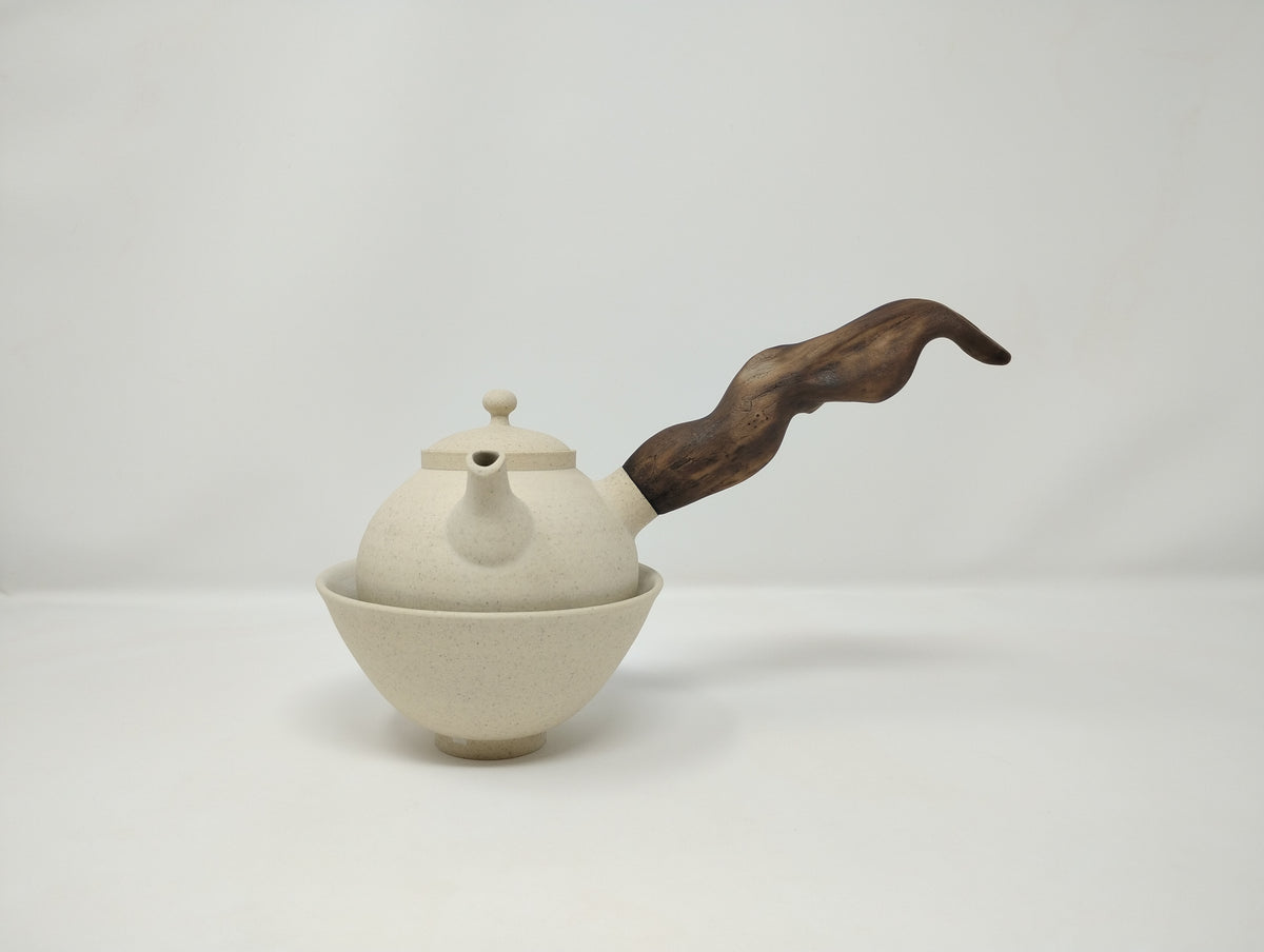 370ml Eggshell White Kyusu with a matching bowl