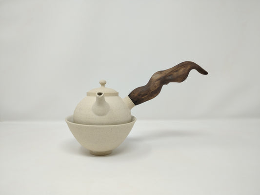 370ml Eggshell White Kyusu with a matching bowl