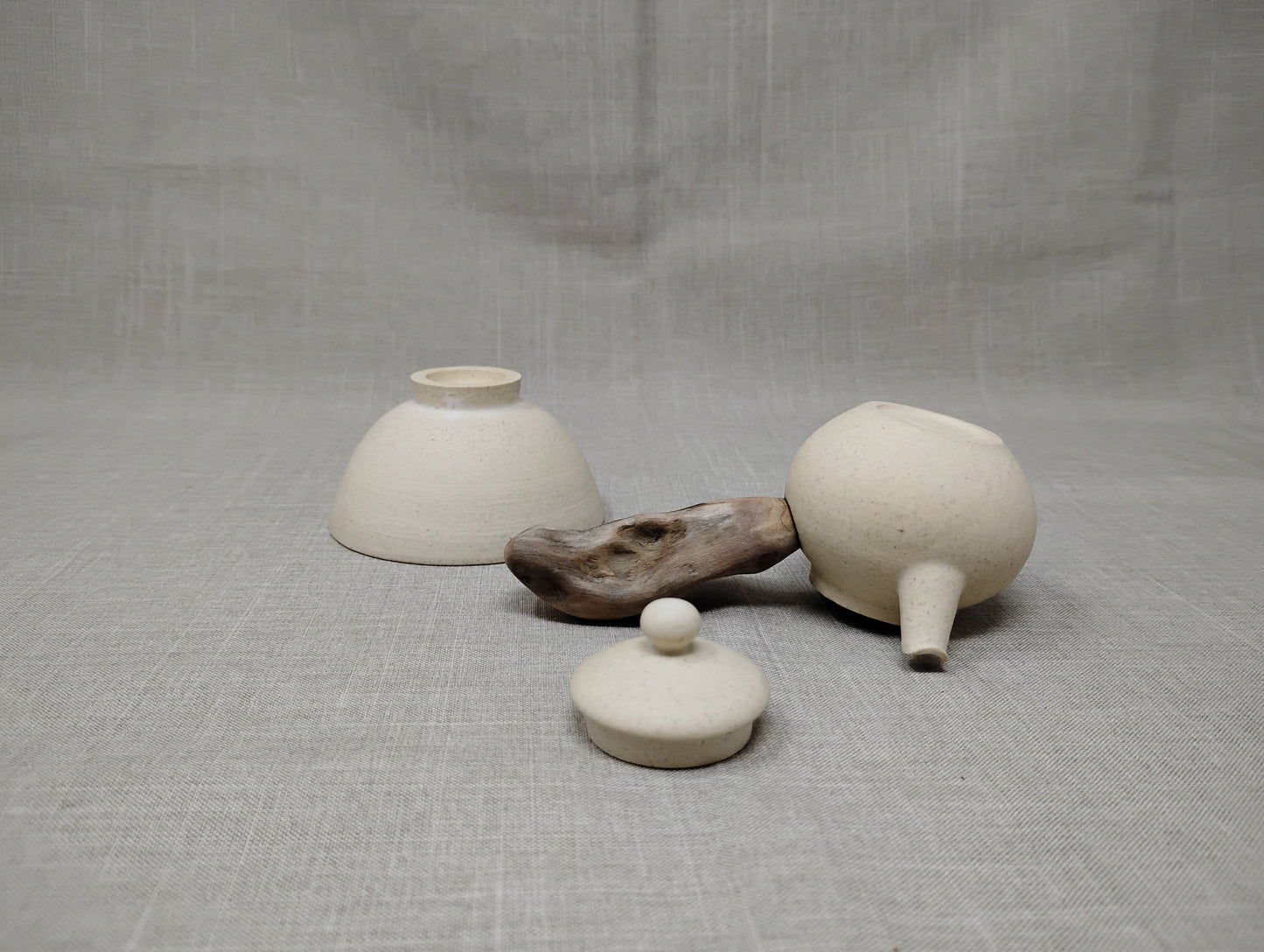 45ml Eggshell White Kyusu and a matching cup