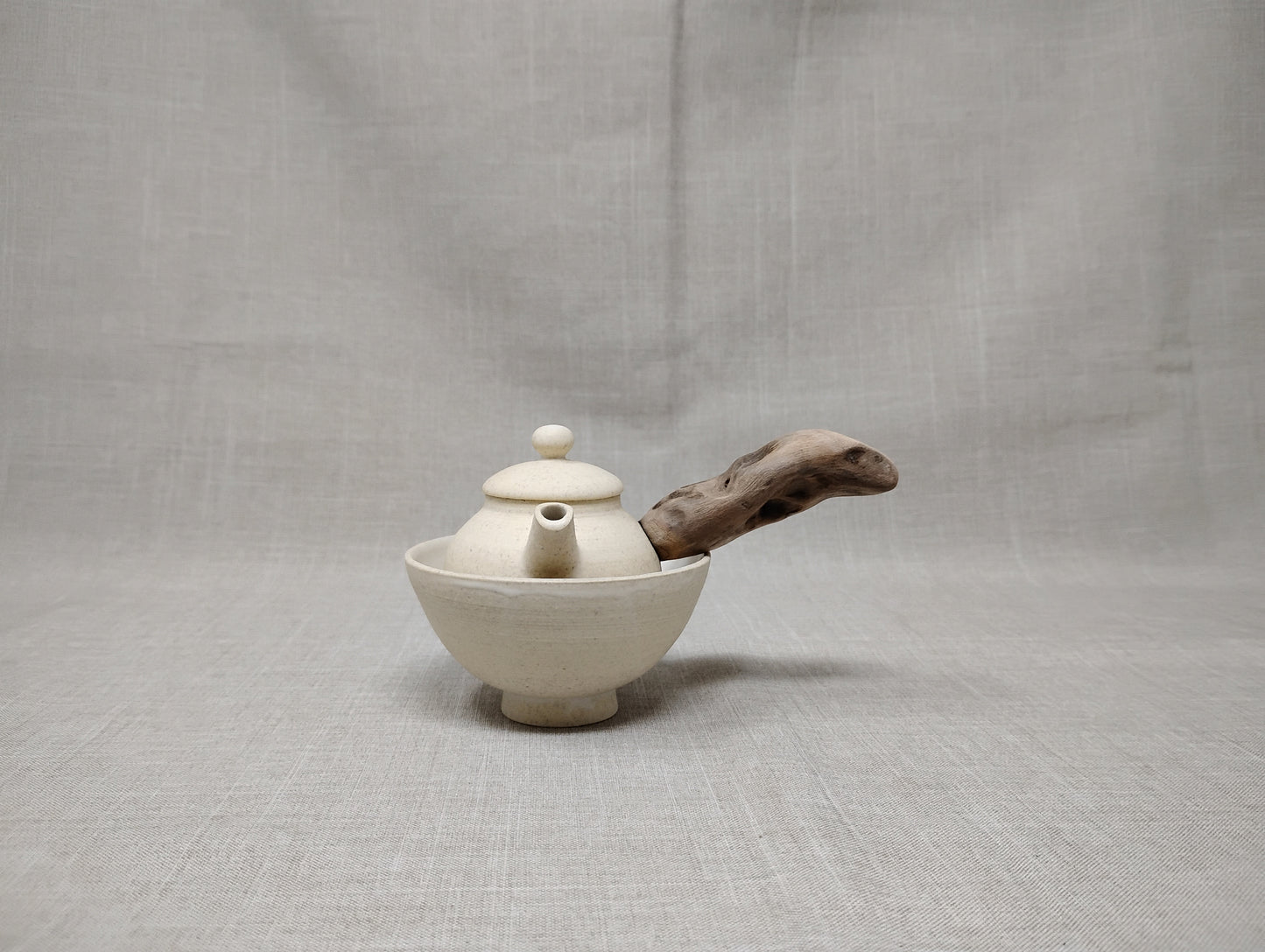 45ml Eggshell White Kyusu and a matching cup