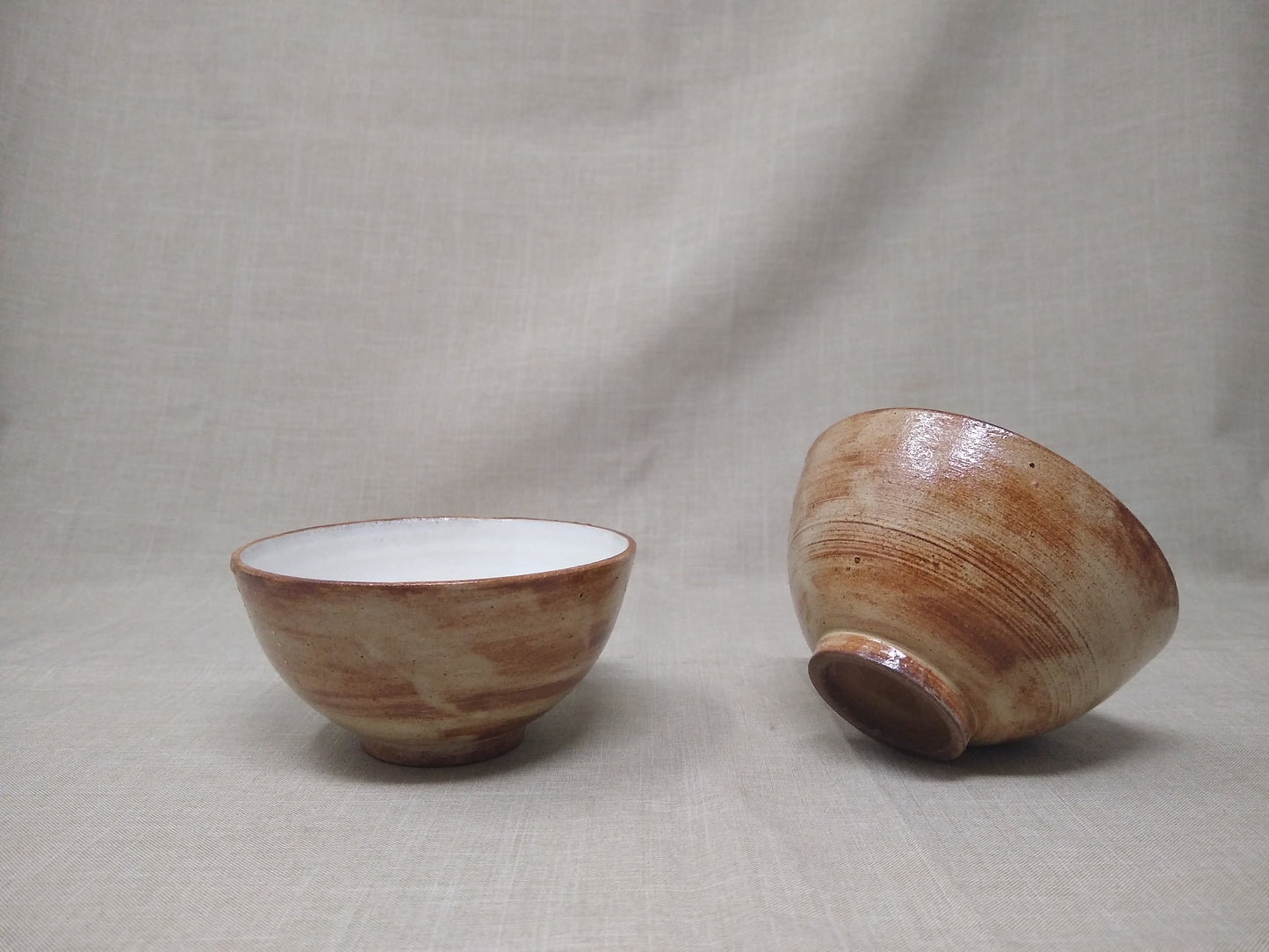 Two 250ml Shino tea bowls