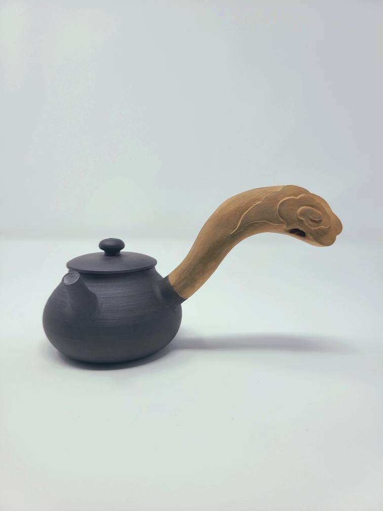 90ml "Yún" Black Kyusu with a pitcher and matching cup