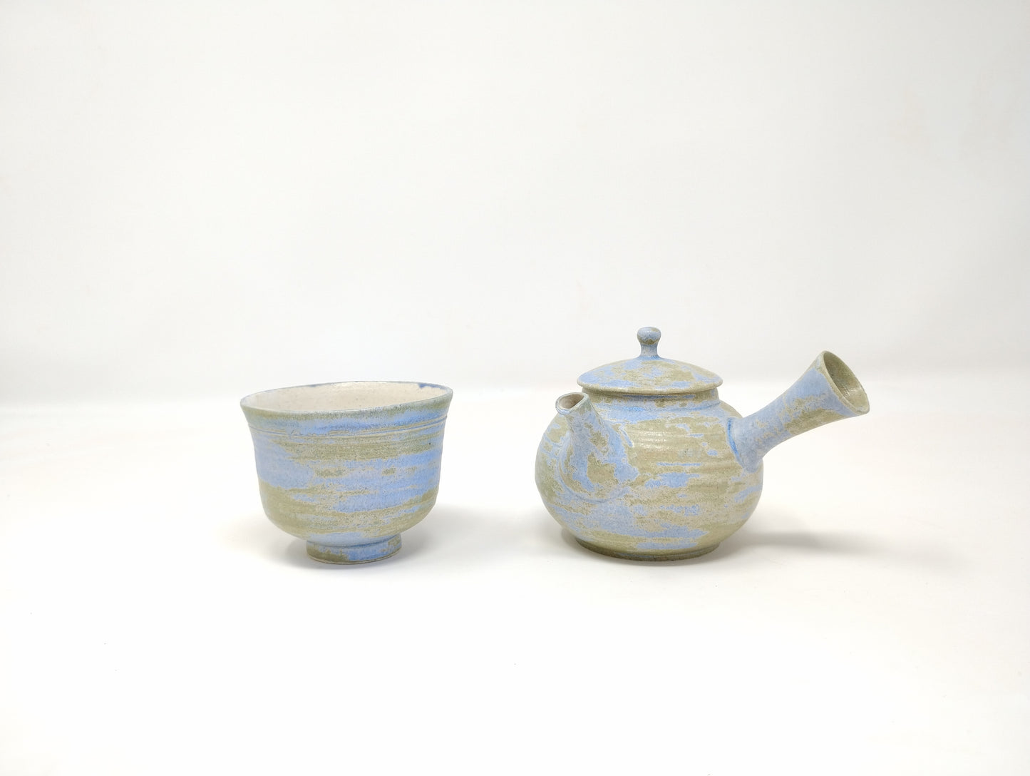 120ml Blue Kyusu with a matching cup