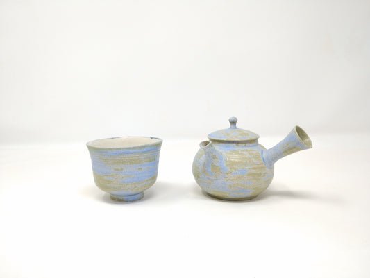120ml Blue Kyusu with a matching cup