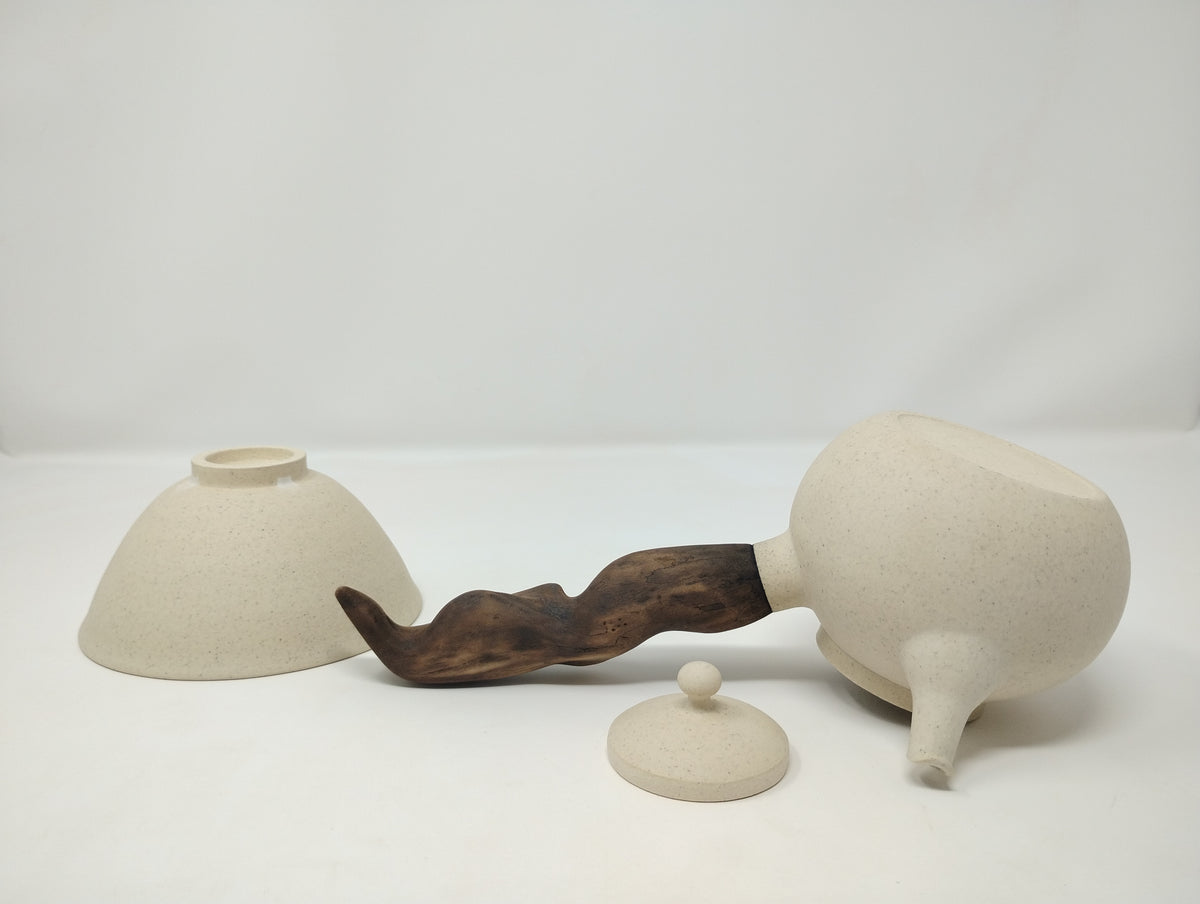 370ml Eggshell White Kyusu with a matching bowl