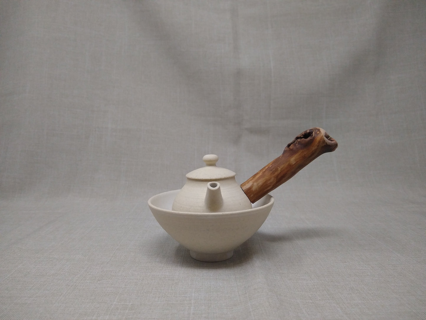 80ml Eggshell White Kyusu and a matching bowl